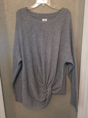 Offline Aerie Gray Oversized Twist Knot Front Asymmetrical Pullover Sweater XXL